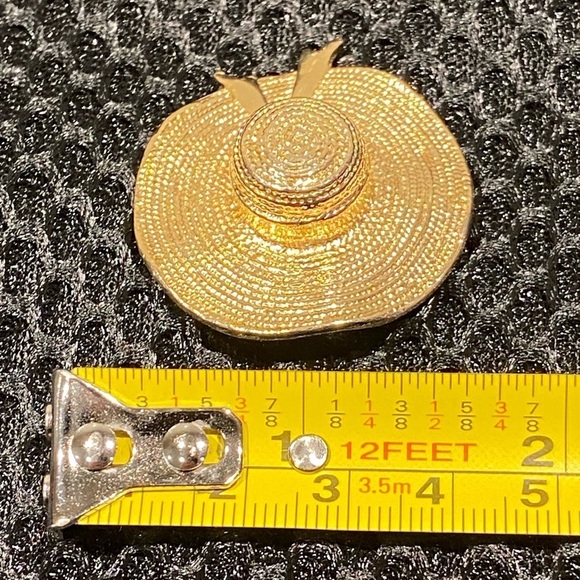 Vintage Straw Hat, Gold Tone Scarf Ring Slide - Scarf Clip - Picture 11 of 12